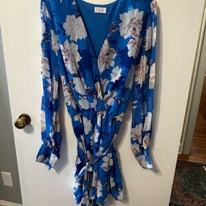 Floral Blue Romper Pink Lily